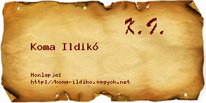 Koma Ildikó névjegykártya